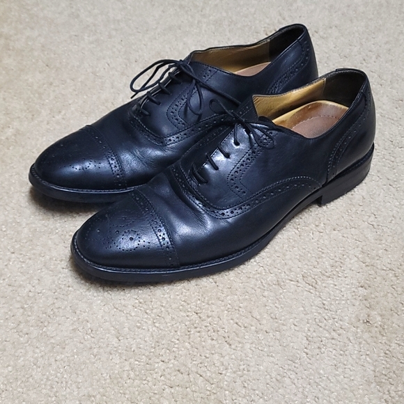 Daniel Cremieux Leather Dress Shoes Mens 9.5 D Oxford Cap Toe Black - Picture 3 of 12